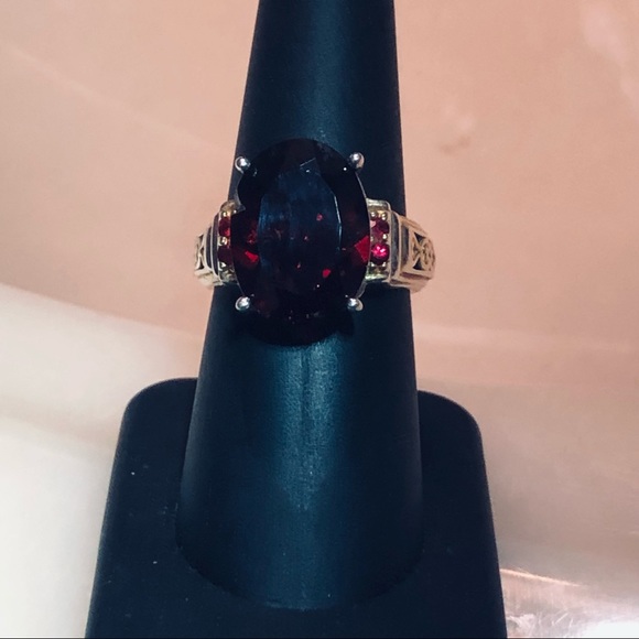 💕Stunning Gems en Vogue Garnet925/18K Garnet Ring - Picture 12 of 16